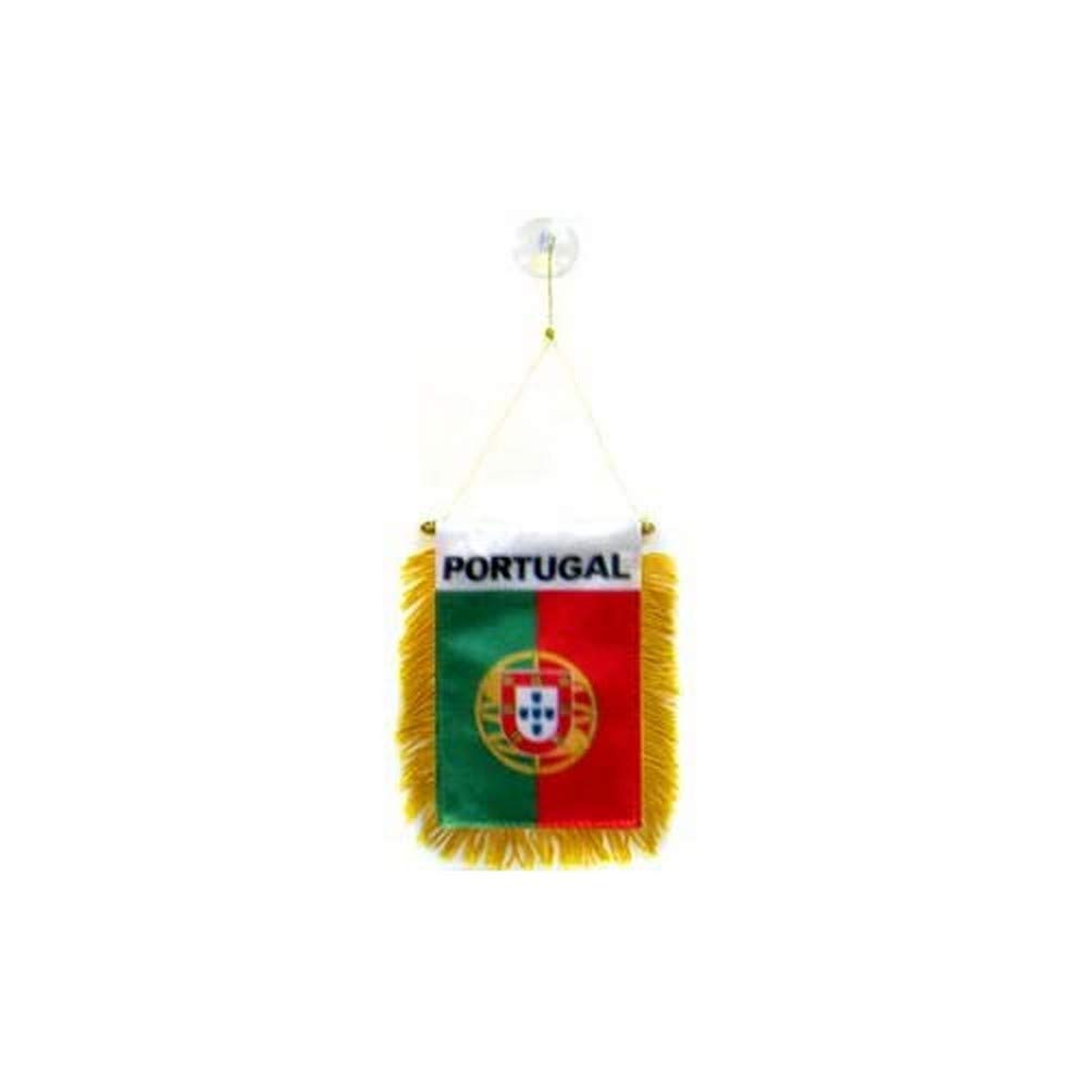 AZ FLAG - Portugal Mini Banner - 6'' x 4'' - 100% Polyester Portuguese Small Pennant for Car - Double-sided Flag with Suction Cup Hanger — image 1