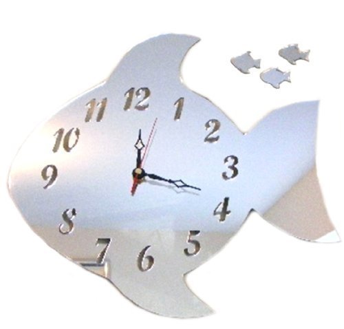 Super Cool Creations Fish Clock Acrylic Mirror 35cm x 30cm