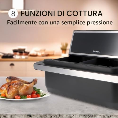 - Doppio Touch 11L (5,5+5,5L) Friggitrice ad Aria Doppia Senza Olio, 2850W, 10 Menu, Touch Screen, Timer Regolabile 60 Minuti, 80-200°C, Cottura Facile e Sana