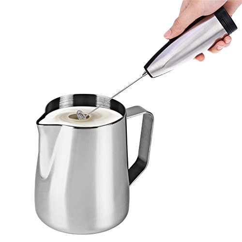 Portable Electric Milk Frother Mixer Handhold Egg Foamer Stirrer Stainless Steel Cordless Milk Frother Handheld Foamer Cappuccino Maker Latte