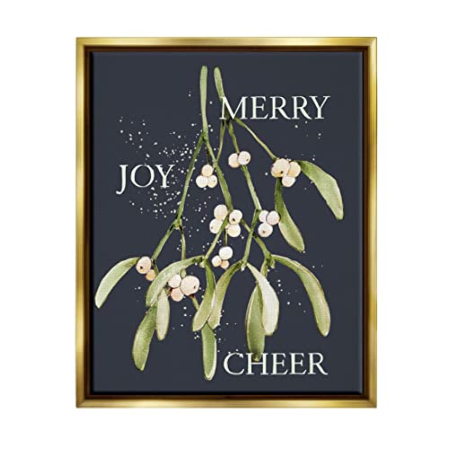 Stupell Industries Merry Joy Cheer Holly Berries Floating Framed Wall Art, Desi…