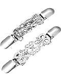 Tatuo 2 Pieces Ancient Cardigan Sweater Collar Clip Brooch Shawl Clips for Women Favors
