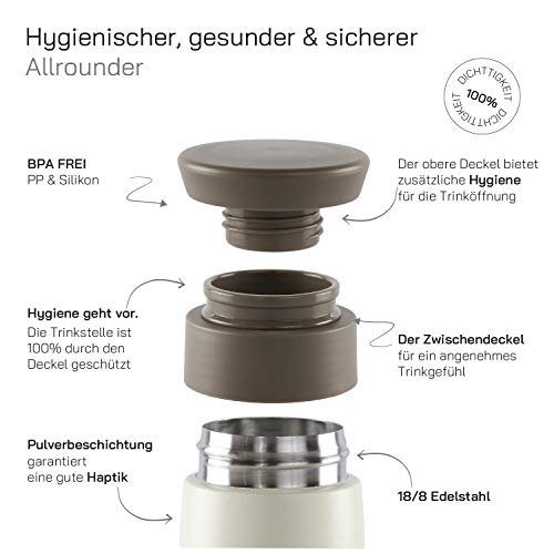 eppikan eppiToGo Edelstahl Thermobecher- Isolierbecher, Kaffee-to-go Becher, 350 ml, 500 ml Travel Mug, Autobecher, auslaufsicher mit hygienischer 360°-Trinköffnung (Powder Pink, 350 ml) – Bild 6