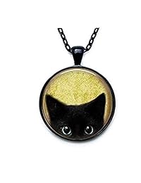 Black Cat Necklace - Peeking Black Cat Pendant - Cute Black Cat Jewelry