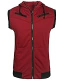 Lende Mens Active Casual Blocks Sleeveless Hoodie Zip-up Vest