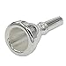 Standard Tuba Mouthpiece Bass Horn with Box and Microfiber Cleaning Cloth, Silver Plated