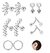 JOERICA 3 Pairs Stainless Steel Silver Ear Cartilage Earrings for Women Girls Tragus Helix Earring Cute Conch Flat Back Piercing Jewelry 16G (C:5 Pairs)