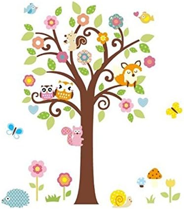 charming woodland giant peel & stick wall art sticker colorful tree decals