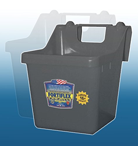 Fortiflex Hook Over Fence Feeder for Dogs/Cats and Horses, 16-Quart, Black