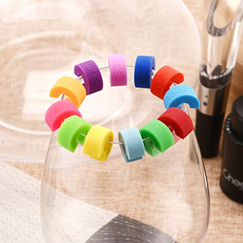 Cheer Multicolor Wine Glass Charms Set of 12 Drink Markers for Cocktails, Martinis, Champagne Flute Make Your Drink Unique & Reusable Glass Identifiers 7717-W501-12