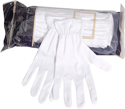 Beauty Care Wear Large White Cotton Gloves for Eczema, Dry Skin, & Moisturizing - 10 Gloves
