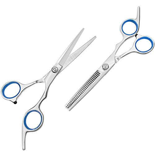 Sunta Hair Cutting Scissors Thinning Shears Professional Barber Salon Razor Edge Tools Set - 6'' Stainless Steel Mustache Scissors and Barber Scissors for Personal and Professional Use