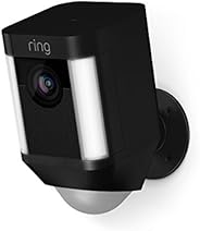 Certified Refurbished Ring Spotlight Cam Battery HD Security Camera with Built Two-Way Talk and a Siren Alarm,