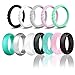 HDSUDCG Silicone Wedding Ring Bands for Women 12 Pack Size 4 5 6 7 8 9 Womens Thin Stackable & Glitter Powder Rubber Wedding Band Rings 5.7mm & 3mm Wide