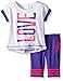 adidas Toddler Girls' Short Sleeve Tee and Capri Set, White, 4T