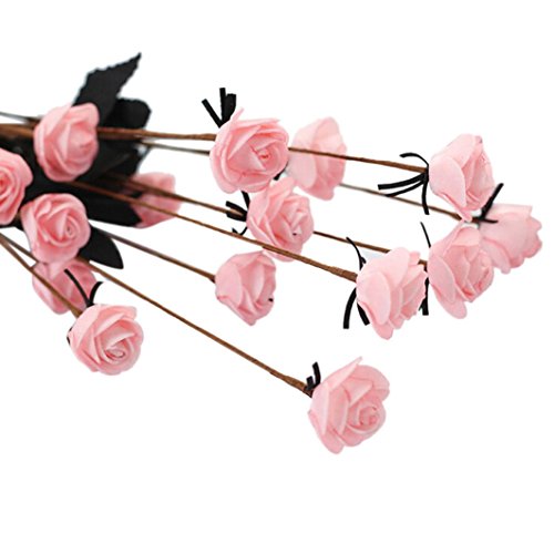 YJYdada Artificial PE Fake Flowers Rose Floral Wedding Bouquet Bridal Hydrangea Decor (Pink)
