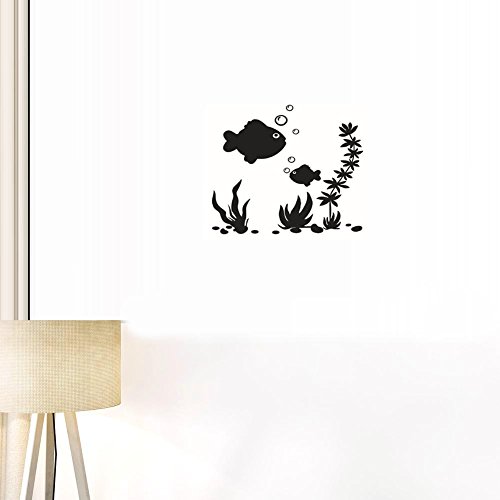 BIBITIME Underwater World Big and Small Fishes Wall Decal Algae Aquatic Plants Bubbles Vinyl Sticker for Nursery Bedroom Children Bedroom Kids Room Decor Bathroom Art Murals - Thumbnail 4
