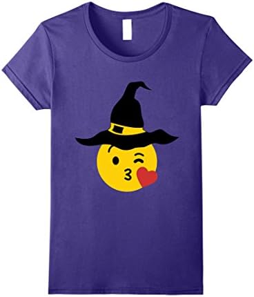 Womens Emoji Halloween Group Costume Heart Kiss Smile Witch Large Purple