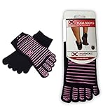 YogaAddict Yoga, Pilates, Barre, Dance, Full Toe Socks with Grips, 1 & 3 Pairs Set, Anti Non Slip Skid, for Women & Men