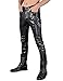 Idopy Men`s Rock Punk Hip Hop Faux Leather Motocycle Pants (34W x 42L, 149# Black)