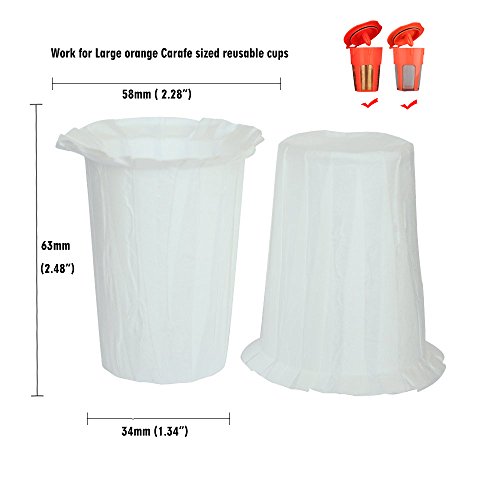 BRBHOM Disposable Filters Paper K Carafe Filter Cups K Carafe Pods Compatible Paper-(100 Filters) (White) (White/Large) - Thumbnail 3