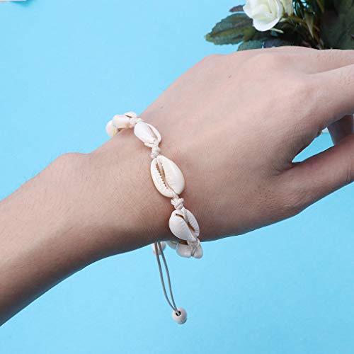 SimpleLif Handwoven Cobalt Shell Anklet Bracelets Natural Cowrie Beads Hawaiian Beach Foot Jewelry for Women Girl - Thumbnail 2