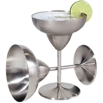 Oggi 12-Ounce Stainless Steel Margarita Goblets, Set of 2