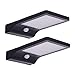 Bonashi LED Solar Motion Sensor Light Outdoor 2 Pack, Security Motion Activated Wall Lights with Mounting Poles for Gutter Patio Garden Path, Waterproof Cordless Exterior Foodlights