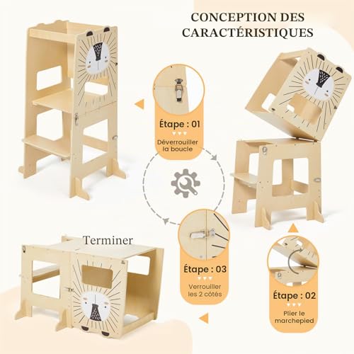 Labebe Large Children's Observation Tower, Montessori Tower 1-3 Years, 3 in 1 Observation Tower