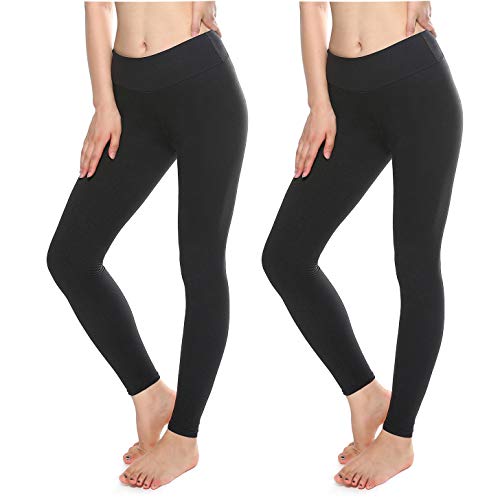 KT Buttery Soft Leggings for Women - High Waisted Leggings Pants with Pockets - Reg & Plus Size (Black- 2 Pairs, One Size)