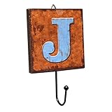 Creative Retro Style Wall Hooks Wood Material Letter Pattern Decorative Hook (J)