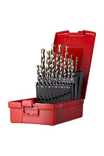 Dormer A095200 HSS High Speed Steel Jobber Drill Bit Set with 118 Degree Tin Tipped Split Point, Set of 24