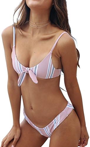 Womens Bikini Set Splicing Swimsuit Casual Adjustable Strap Beachwear Padding Sexy