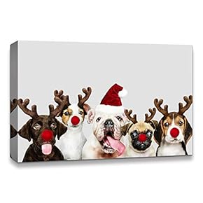 Happy Holiday Reindeer Pups - Canvas Art