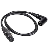 Right Angle XLR Cable Male to Female 3ft - Microphone Balanced Cord