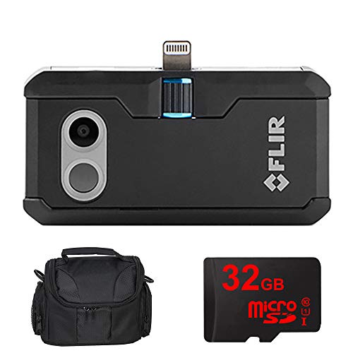 FLIR ONE Pro Thermal Imaging Camera for iOS (435-0006-02) w/Compact Deluxe Gadget Bag + 32GB MicroSD Memory Card and 1 Year Extended Warranty Essential Bundle