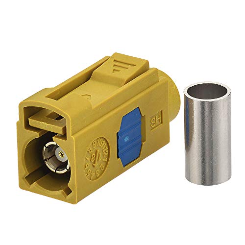wlaniot Fakra K Connector Crimp Female Curry with IF Bluetooth for Cable RG58 LMR195 RF Coaxial Connector for Fakra Antenna Extension Satellite Radio 5pcs - Thumbnail 3