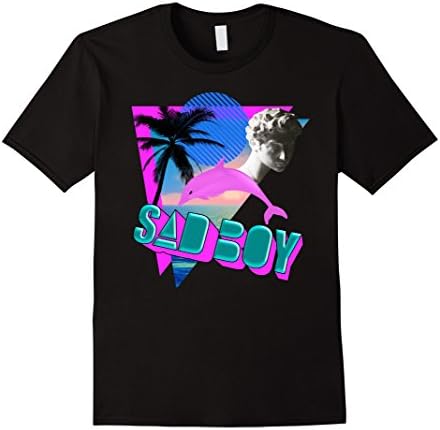 Vaporwave Aesthetic Sad Boy Dolphin Bust Palm Tree Tee