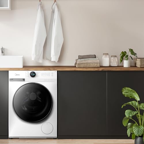 Midea 8/6 KG Smart Washer Dryer With BLDC Inverter Motor, 1400 RPM, Fully Automatic Front Load Washing & Drying Combo, 14 Programs-Quick Wash/Steam Care/Auto Clean, White - MF200D80WBW-GCC