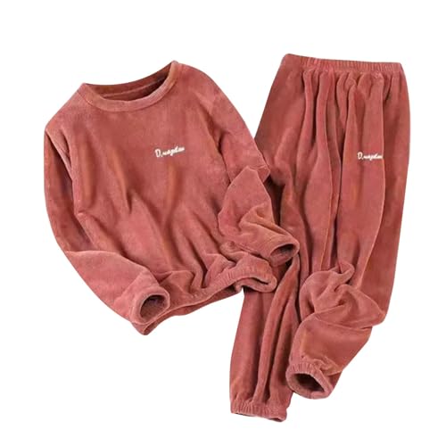 Ladies Loungewear Sets UK, Winter Soft Fluffy Fleece Sleepwear Set for Women, Comfort 2 Piece Loungewear Pjs with Long Sleeve Top & Elasticated Waist Bottoms