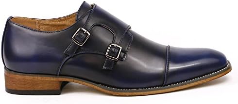 UVS10 Men's Royal Blue Double Monk Strap Cap Toe Slip On Loafers Dress