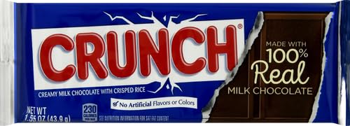 CRUNCH MILK CHOCOLATE CANDY BAR, FULL SIZE FERRERO CANDY, 1.55 OZ