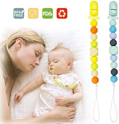 Dummy Clips Silicone Pacifier Chain Unisex Soother Clips for Girls and Boys Newborn Baby Accessories Personalised Dummy Clips Teething Holder