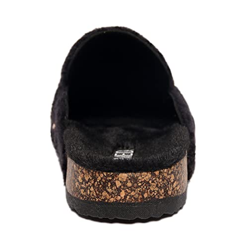 Women\'s chain plush slippers Artificial fur sandals Closed toe cork flat shoes Suitable for indoor and outdoor