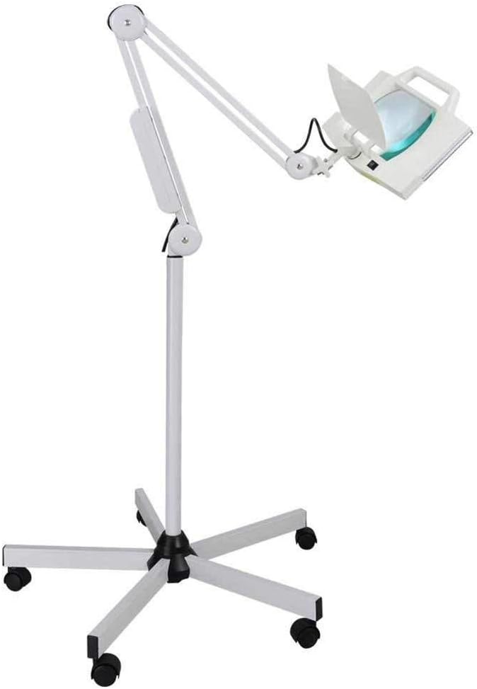 5x Magnifying LampMagnifier Floor Lampwith 5 Wheels White Light Adjustable Height forbeauty Salon Jewelry Stand Lens