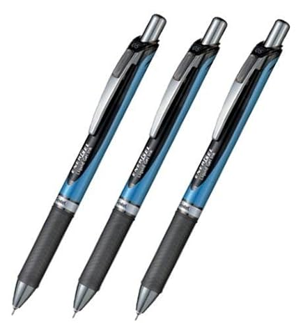 Pentel Energel / DeLuxe-RTX einziehbarer flüssiger Gelkugelschreiber 0.5mm, Feine Linie, Nadelspitze, Blaue Körperart, Schwar