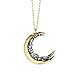 MignonandMignon 16k Gold Plated Crescent Moon Necklace with Black Crystals Mother's Day Gifts for Women - ZCMN