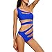NE Norboe Women's One Shoulder Sexy High Cut One Piece Swimsuits Padded Swimwear for Women Bikinis(s, Blue)