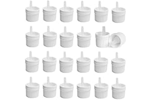 Nakpunar 24 pcs 18mm White Tamper Evident Caps w/Orifice Reducing Euro Droppers - For essential Oils White