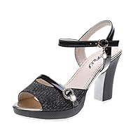 Midress Women Summer High Heel Shoes Fashion Ankle Buckle Sandals Dress Party Fish Mourh Sandals
